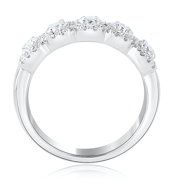 Five-Section 1.07 Carat Diamond 14K White Gold Wedding Band