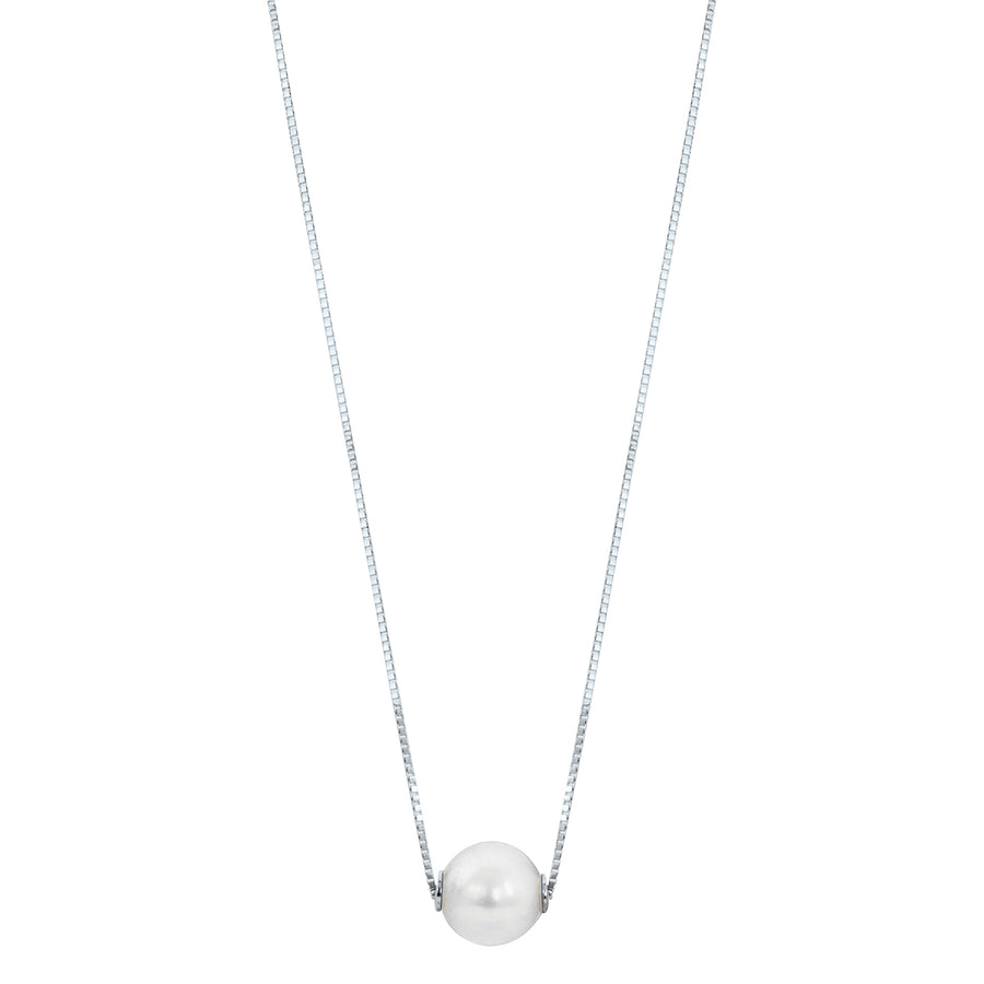 14KT White Gold Akoya Pearl Solitaire Necklace