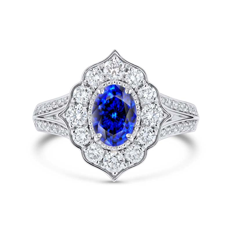 High-Point Milgrain Diamond Vintage Style 18K White Gold Engagement Ring Setting