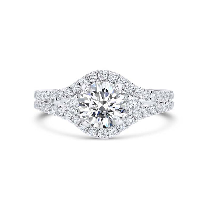 "The Gaze" Split-Shank Three-Stone Diamond 18K White Gold Engagement Ring Setting