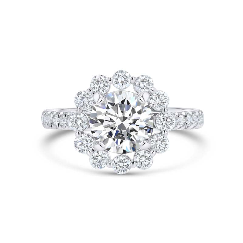 Floating Diamond Halo 18K White Gold Engagement Ring