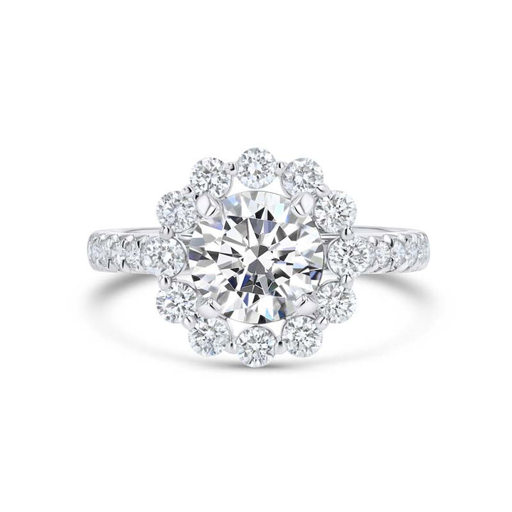 Floating Diamond Halo 18K White Gold Engagement Ring