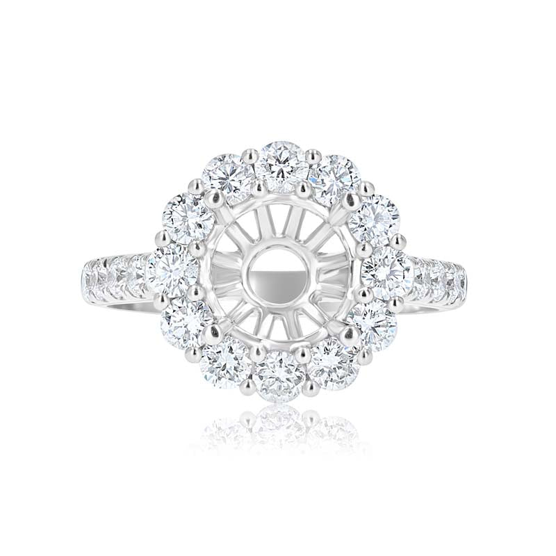 Iconic Diamond Circle Halo Platinum Engagement Ring Setting