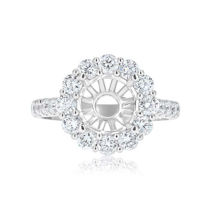 Iconic Diamond Circle Halo Platinum Engagement Ring Setting