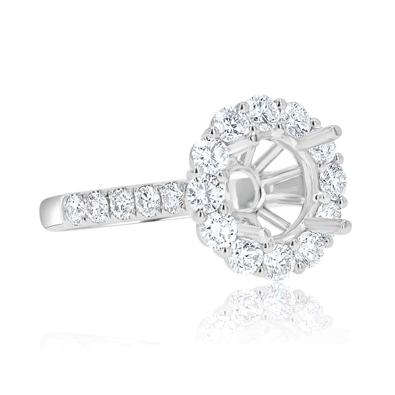 Iconic Diamond Circle Halo Platinum Engagement Ring Setting