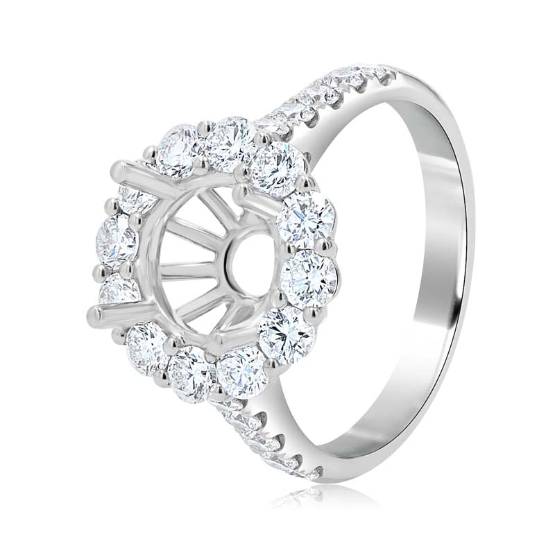 Iconic Diamond Circle Halo Platinum Engagement Ring Setting