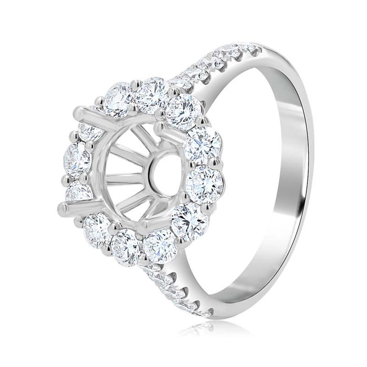 Iconic Diamond Circle Halo Platinum Engagement Ring Setting