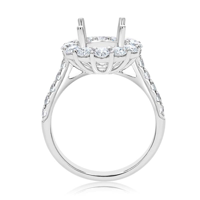 Iconic Diamond Circle Halo Platinum Engagement Ring Setting
