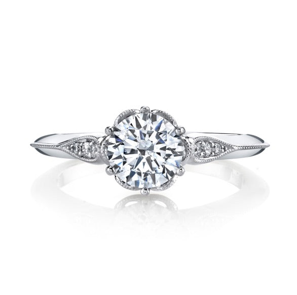 18k White Gold Expressive Antique Style Engagement Ring Setting