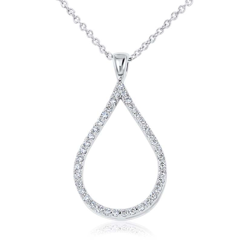 Open Pear-Shaped Diamond 14K White Gold Pendant