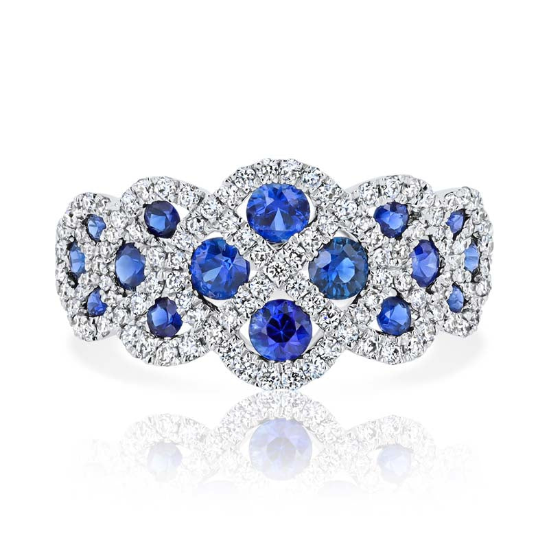 Serpentine Crossover Sapphire & Diamond 18K White Gold Ring