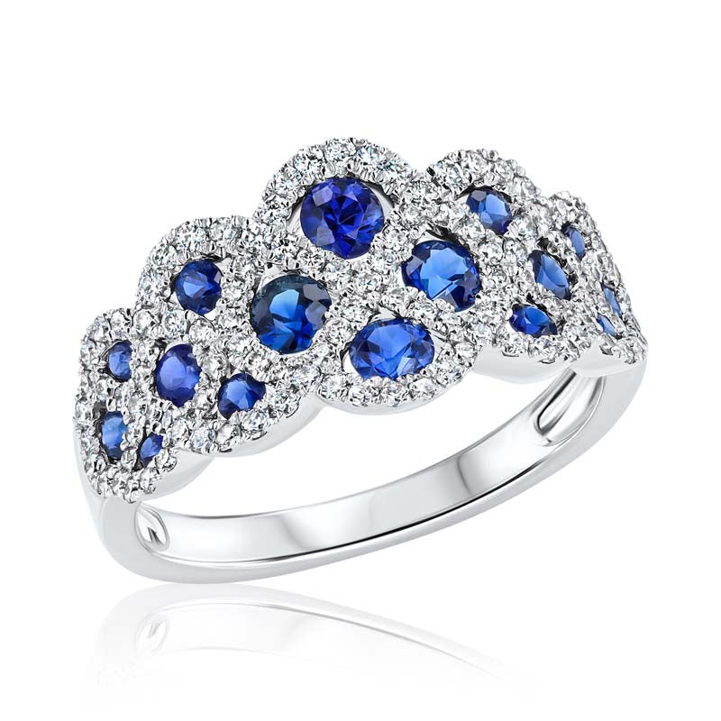 Serpentine Crossover Sapphire & Diamond 18K White Gold Ring