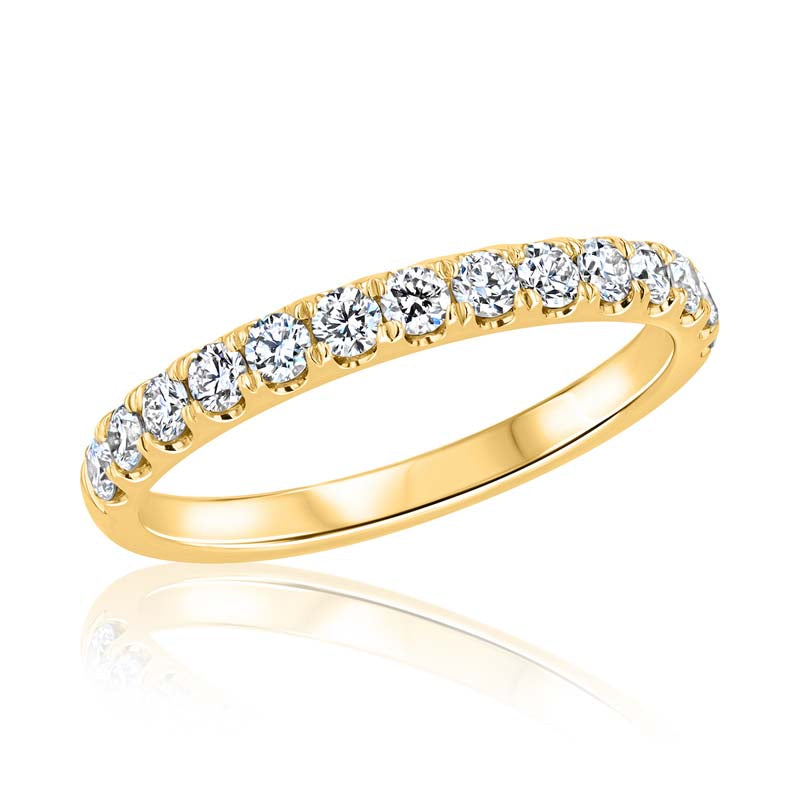 Scalloped Shank-Design Diamond 18K Yellow Gold Wedding Band