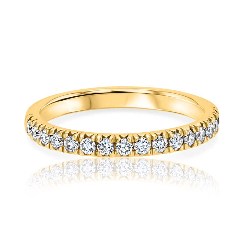 Split-Prong Diamond 18K Yellow Gold Wedding Band