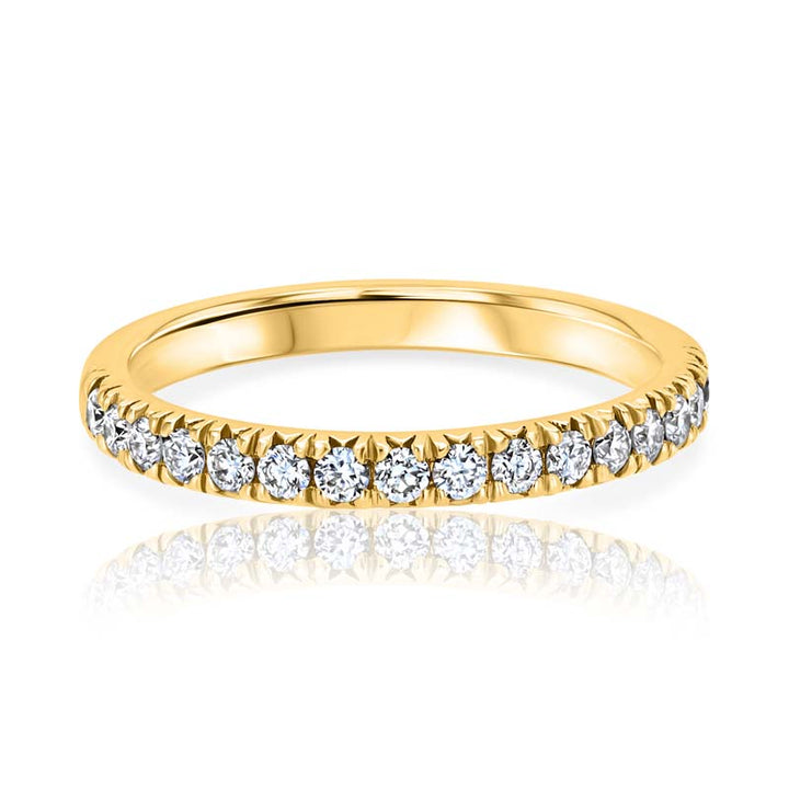 Split-Prong Diamond 18K Yellow Gold Wedding Band