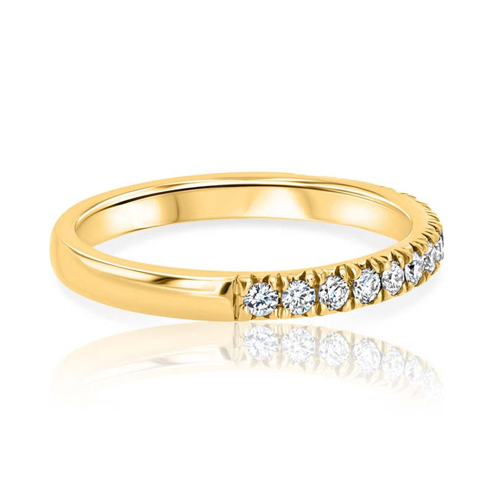 Split-Prong Diamond 18K Yellow Gold Wedding Band