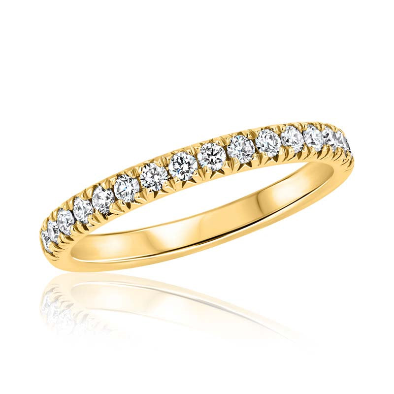Split-Prong Diamond 18K Yellow Gold Wedding Band