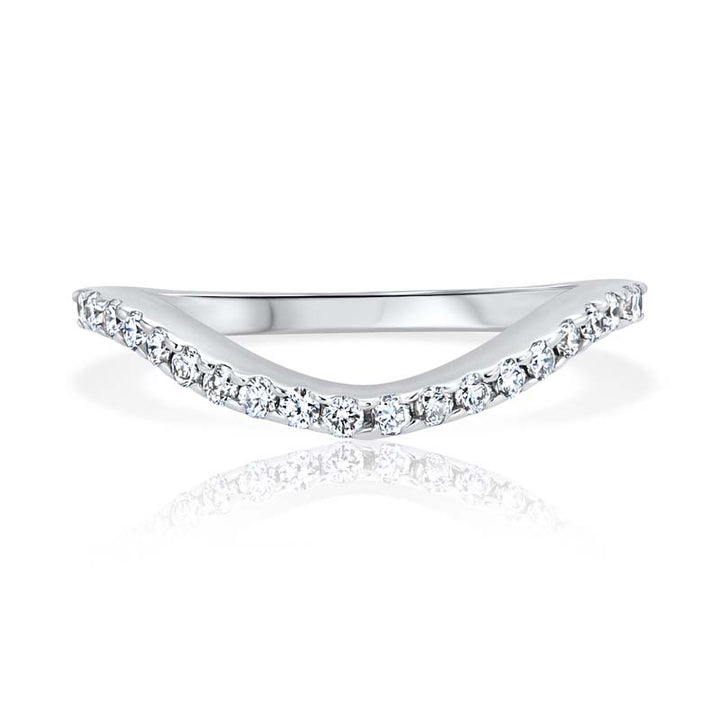 Fitted Diamond 14K White Gold Euro Shank Wedding Band - Matching Set