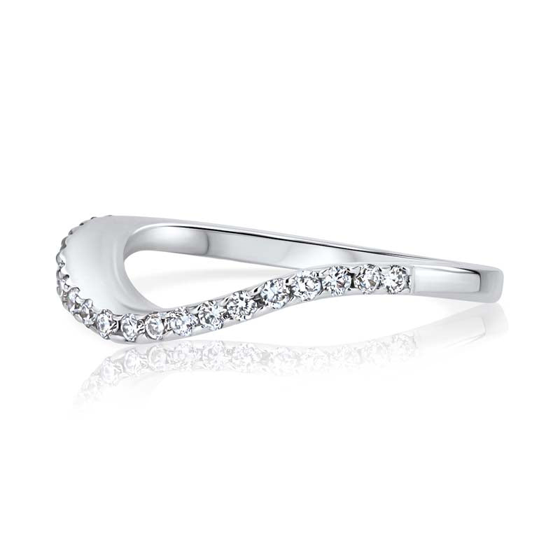 Fitted Diamond 14K White Gold Euro Shank Wedding Band - Matching Set