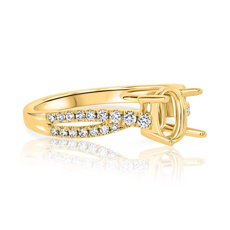 Cross-Over Style Oval Center Diamond Engagement Ring Setting