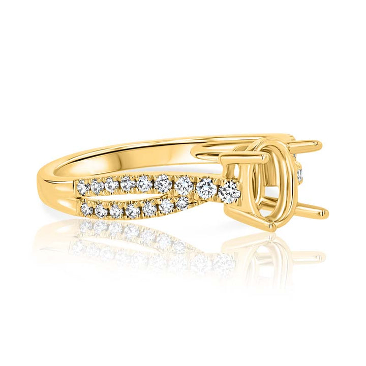 Cross-Over Style Oval Center Diamond Engagement Ring Setting