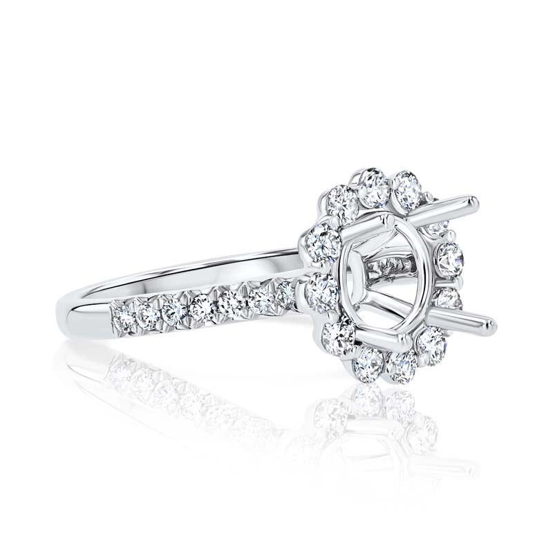 Floating Diamond Halo 18K White Gold Engagement Ring