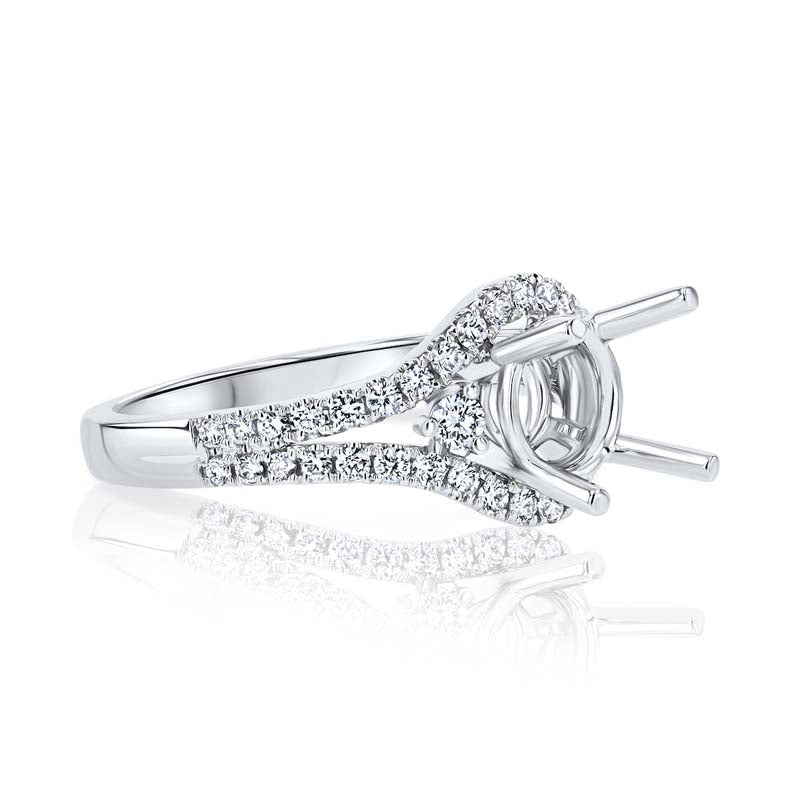 "The Gaze" Split-Shank Three-Stone Diamond 18K White Gold Engagement Ring Setting