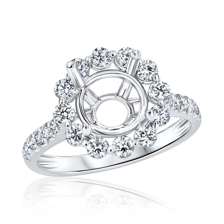 Floating Diamond Halo 18K White Gold Engagement Ring