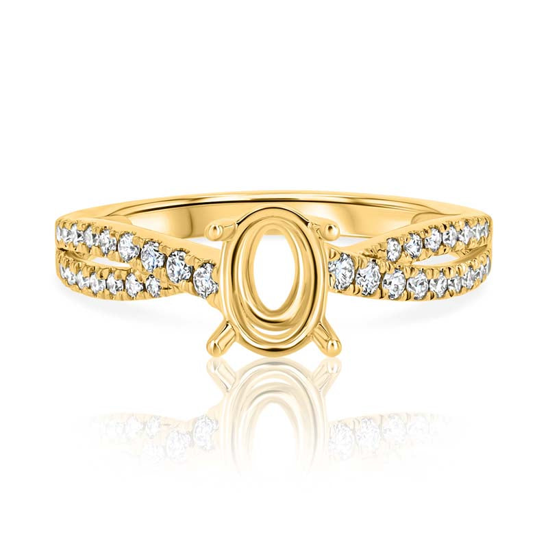 Cross-Over Style Oval Center Diamond Engagement Ring Setting