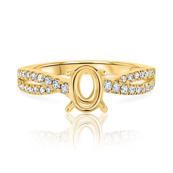 Cross-Over Style Oval Center Diamond Engagement Ring Setting