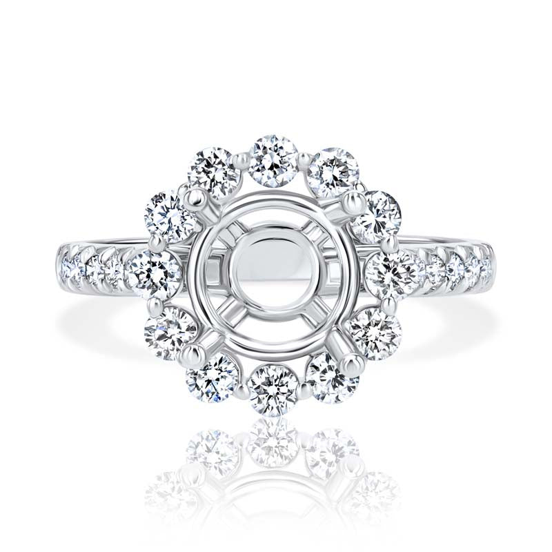 Floating Diamond Halo 18K White Gold Engagement Ring