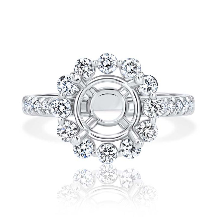 Floating Diamond Halo 18K White Gold Engagement Ring