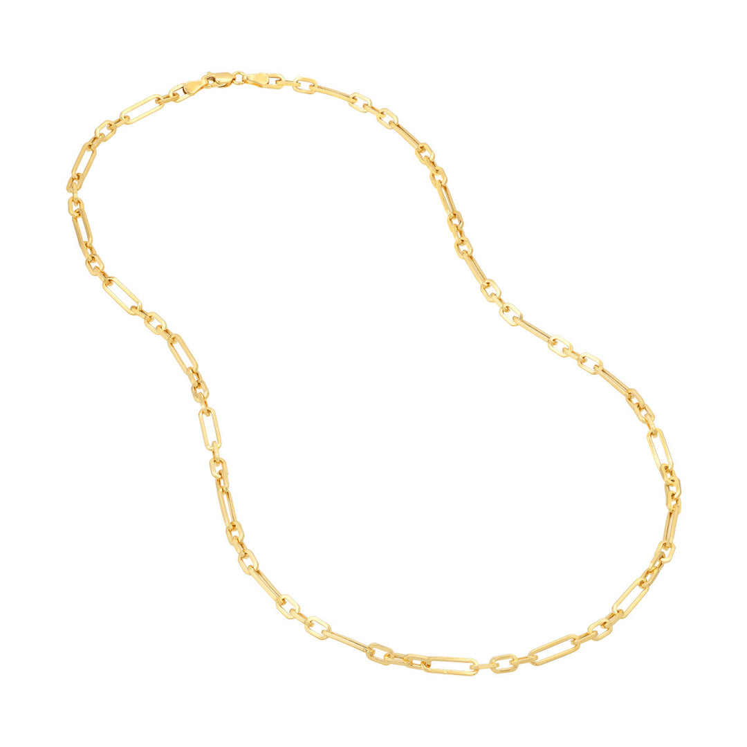 Three-to-One Design 14K Yellow Gold Hollow Paperclip Chain