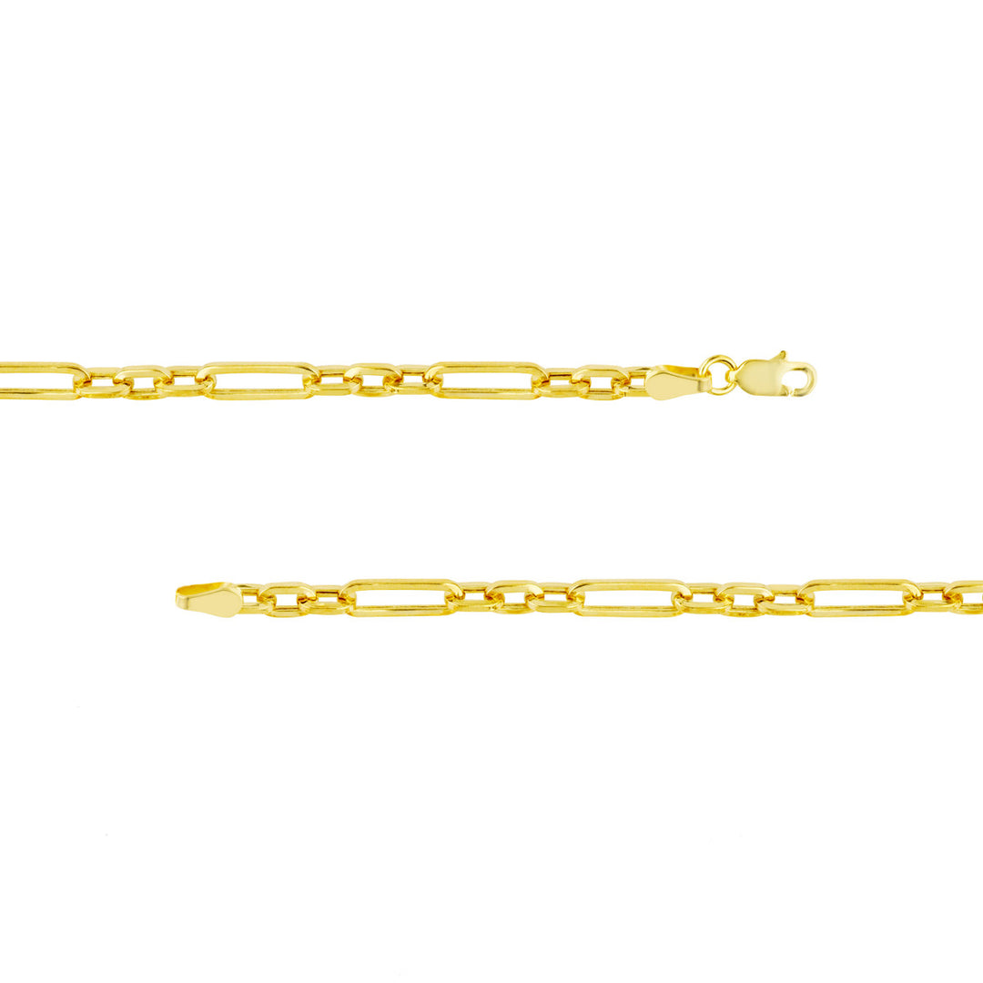 Three-to-One Design 14K Yellow Gold Hollow Paperclip Chain