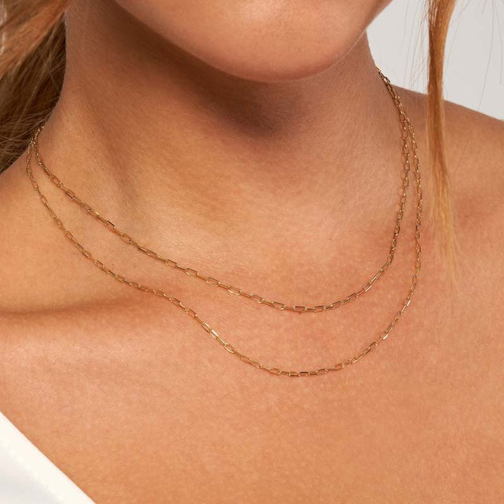 14K Yellow Gold 20" Diamond-Cut Paper Clip Chain