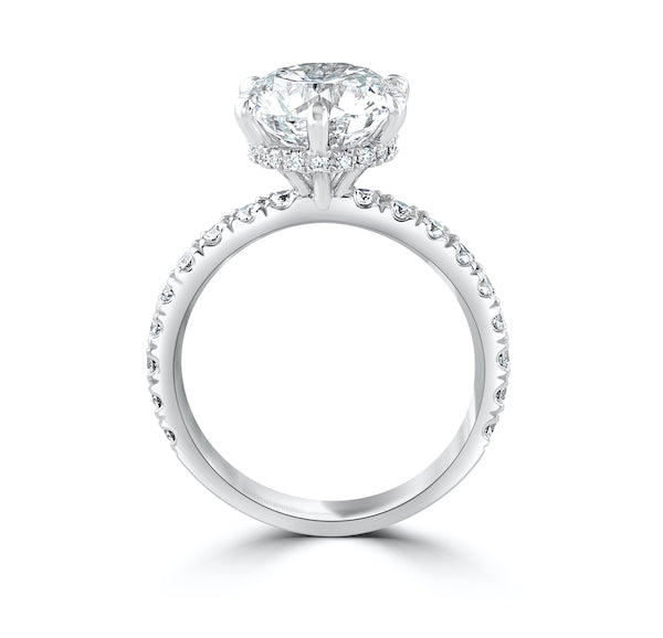 "Eleanor" 0.61 Carat Straight-Line Diamond Hidden Halo Platinum Engagement Ring Setting