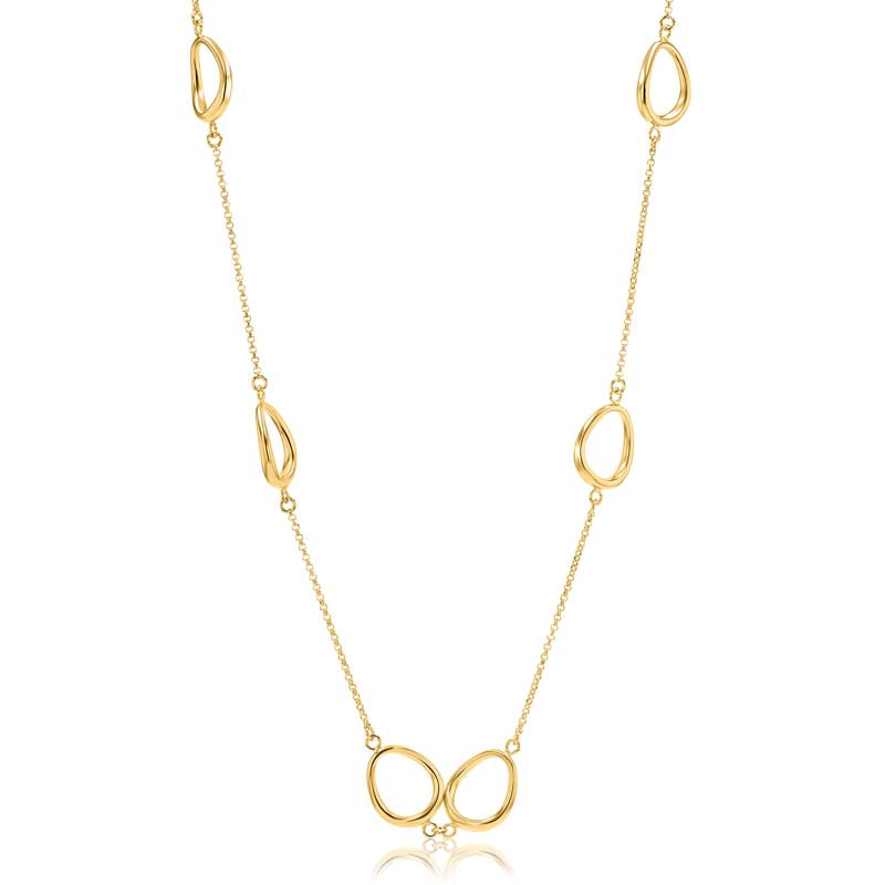 36" Six-Section Pear Link Gold Vermeil Sterling Silver Necklace