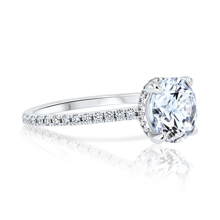 Millennial Hidden Halo Open Bridge Diamond 14K White Gold Engagement Setting