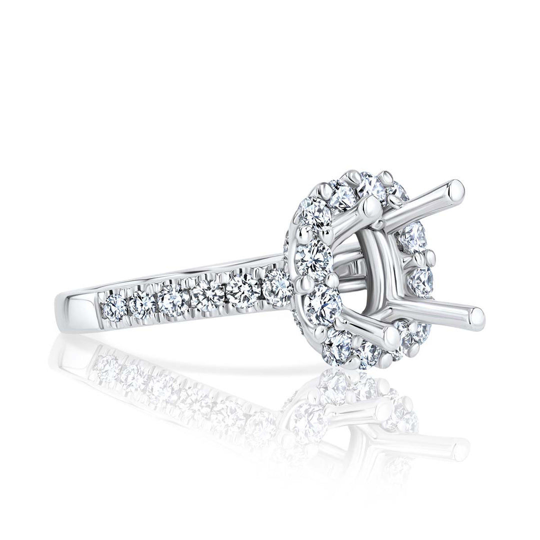 Enchanted Diamond Halo 18K White Gold Engagement Ring Setting