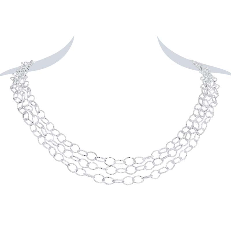 3 Strand Oval Link Sterling Silver Necklace | Washington Diamond