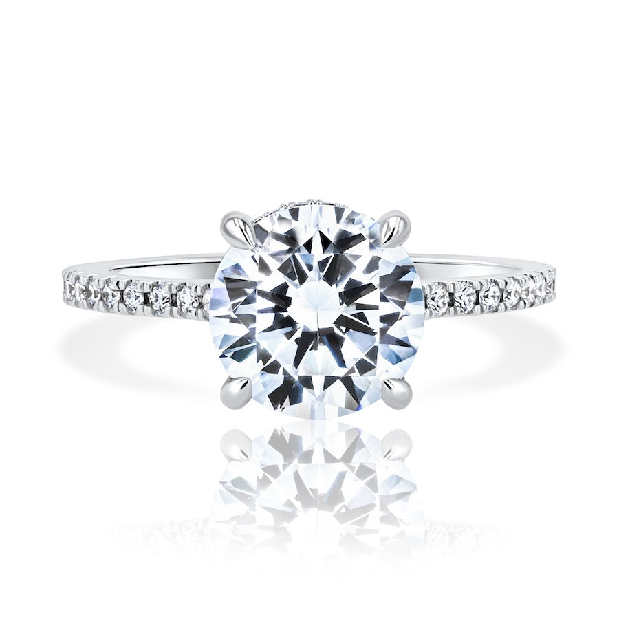 Millennial Hidden Halo Open Bridge Diamond 14K White Gold Engagement Setting