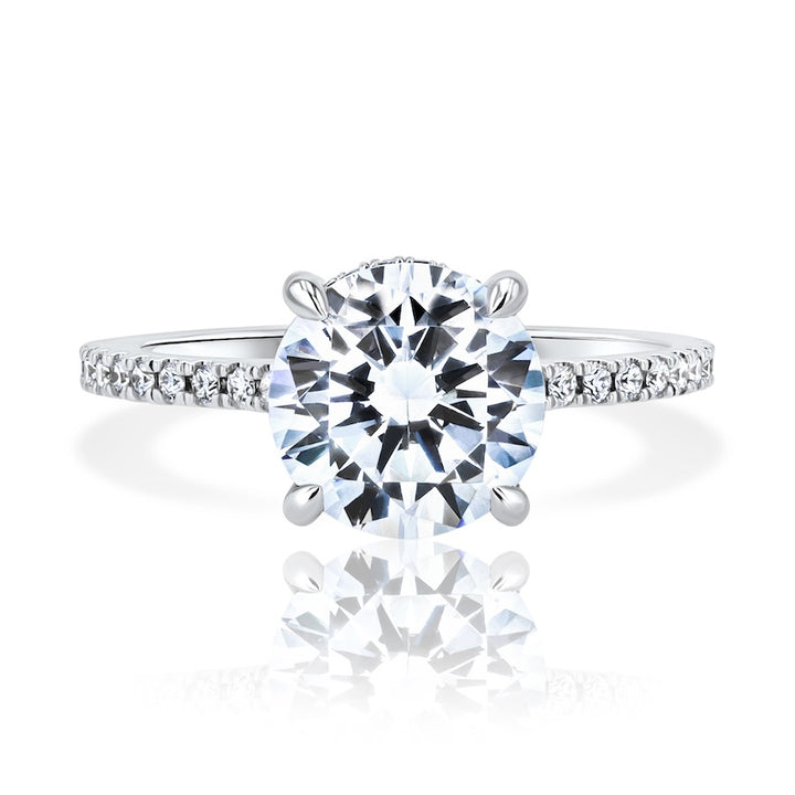 Millennial Hidden Halo Open Bridge Diamond 14K White Gold Engagement Setting