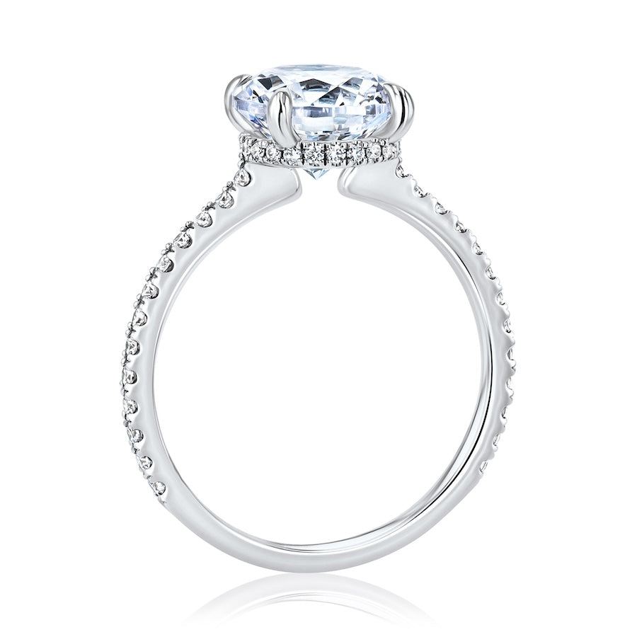 Millennial Hidden Halo Open Bridge Diamond 14K White Gold Engagement Setting