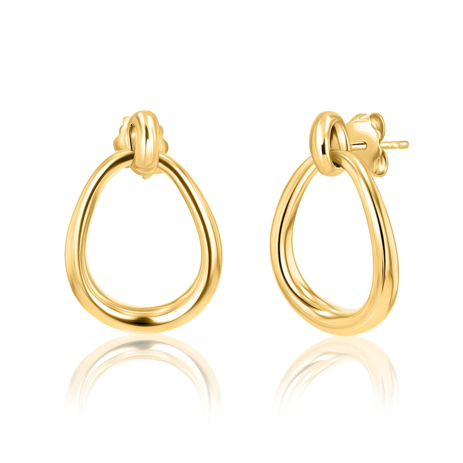Open Pear Dangle Drop Gold Vermeil Earrings