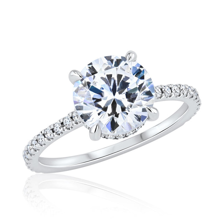 Millennial Hidden Halo Open Bridge Diamond 14K White Gold Engagement Setting