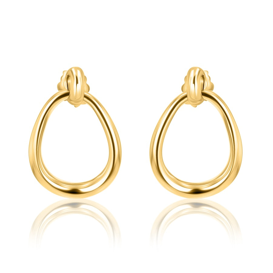 Open Pear Dangle Drop Gold Vermeil Earrings