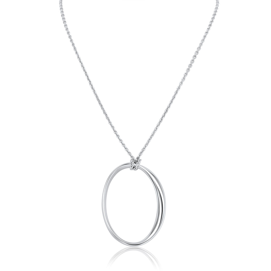 Beveled Oval Sterling Silver Pendant | Washington Diamond