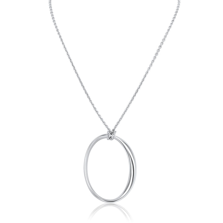 Beveled Oval Sterling Silver Pendant | Washington Diamond