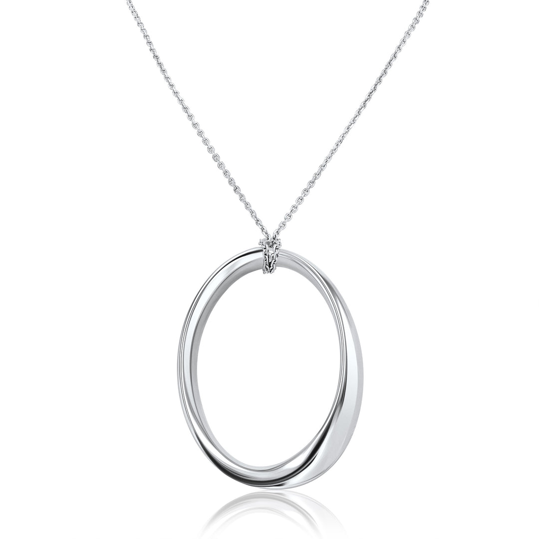 Beveled Oval Sterling Silver Pendant | Washington Diamond
