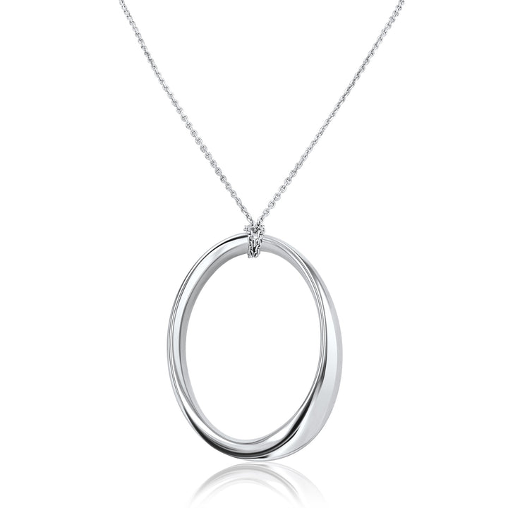 Beveled Oval Sterling Silver Pendant | Washington Diamond